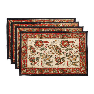 HOMESTEAD J.E.GARMIRIAN AND SON INC Jaipur Autumn Cotton Floral Rectangle Placemat (Set of 6)