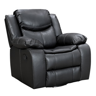 LATITUDE RUN® PU Leather Recliner Chair with Rocking and Swivel Living Room Chair Home Theater Seat