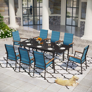 HOKKU DESIGNS Romio 8 - Person Rectangular Extendable Outdoor Dining Set