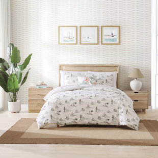 TOMMY BAHAMA HOME Beach Club Grey Standard Cotton 3 Piece Comforter Set