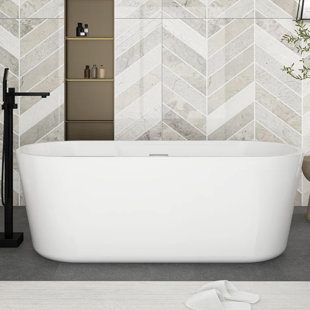 BOSSICAVELLY 63'' x 29.53'' Freestanding Soaking Acrylic Bathtub