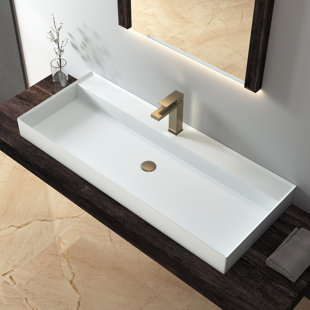 MEDUNJESS 47'' Solid Surface Bathroom Sink Vessel Sink