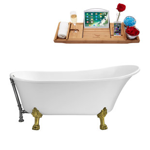 STREAMLINE BATH 66.9'' x 31.5'' Freestanding Soaking Acrylic Bathtub