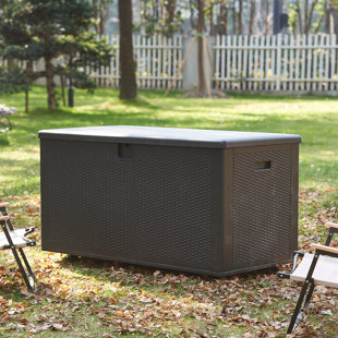 14 KARAT HOME INC. Damaso 150 Gallon 2-in-1 Functionality Waterproof Outdoor Deck Box with Wheel