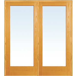 MMI DOOR 80'' Solid + Manufactured Wood Glass Unfinished French Doors