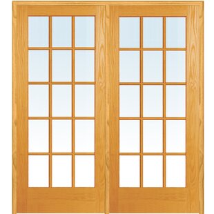 VERONA HOME DESIGN 80'' Solid + Manufactured Wood Glass Unfinished French Doors