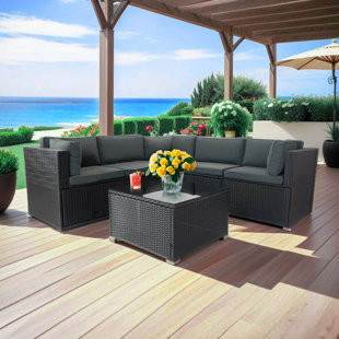 FOSHAN ZHI BAI HOME CO.,LTD Huang 6-Piece Patio Conversation Set with Storage Box