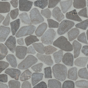 BEDROSIANS Waterbrook 12" x 12" Natural Stone Pebbles Wall & Floor Tile in Pewter Gray