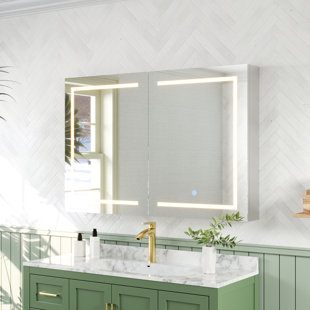 DEERVALLEY 48'' W x 32'' H Led Lights Wall Mounted Medicine Cabinets With Mirrors And 2 Adjustable Shelves