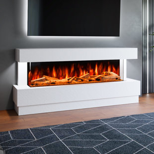 Evolution Fires Raphael Electric Suite, inc 1500 Advance 3 Sided Fire, White Stone Effect
