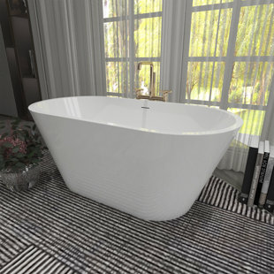 SOTUBX Free Standing Tub 67'' x 32'' Deep Soaking Bath Tub Acrylic A24