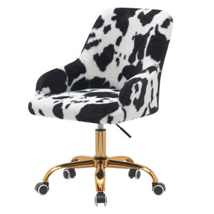 GREENSPRING Polyester Blend Office Chair Leopard Velvet Swivel and Adjustable Task Chair