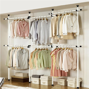 DIRECT ONLINE HOUSWARE Telescopic Triple Wardrobe Organise Hanging Rail Clothes Rack Adjustable Storage