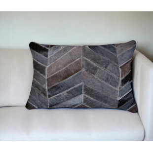 HOMEROOTS 12" x 20" Chevron Cowhide Throw Pillow