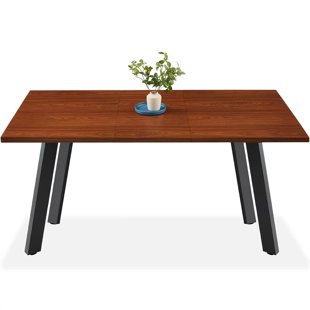 GEORGE OLIVER Joglar 47 to 63in Modern Extendable Dining Table for 2-6 People w/ Leaf Extension, 2 Locks