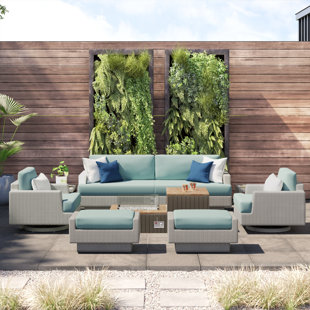 RST BRANDS Portofino Comfort 8 Piece Sofa Seating Group with Sunbrella Cushions