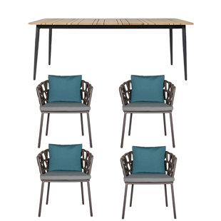 GEMEZO Rectangular Outdoor Dining Set with Cushions