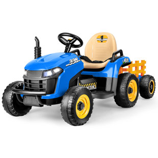 DEARAUTO 12V Battery Powered Ride On Tractor , 1 Seater Electric Car with Remote Control