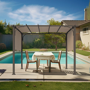INTER HUT 10 Ft. W x 10 Ft. D Steel Pergola with Canopy