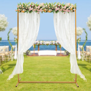 YAOTOWN 6.6 ft. H x 4.9 ft. W Rectangle Arch Wedding Backdrop Stand