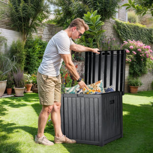 Edrosie Inc 21.7'' W 51 Gallons Water Resistant Resin Deck Box in Black