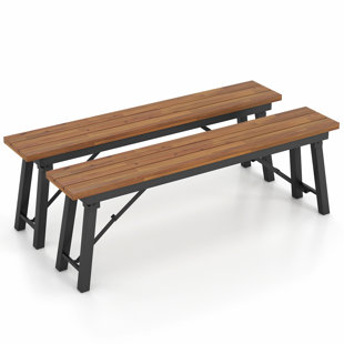 MILLWOOD PINES Dederick Metal Outdoor Bench (Set of 2)