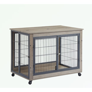 TUCKER MURPHY PET™ Chazmon Furniture Style Dog Cage Crate Dog Kennel Double Doors w/ Wheels Flip-up Top Opening