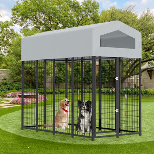 NINGBO GAOXING LEISURE PRODUCTS 79'' H Steel Yard Kennel With Door