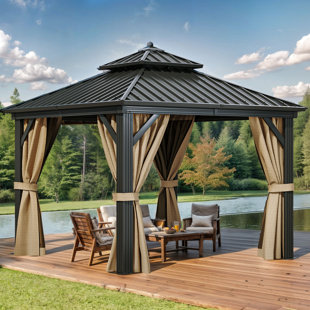 EDROSIE INC 10x10FT Elegant Aluminum Patio Gazebo with Metal Roof