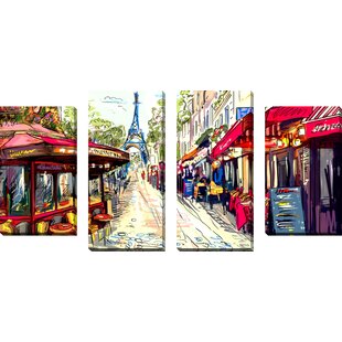 PICTURE PERFECT INTERNATIONAL "Paris by Day" 4 Piece Painting Print on Wrapped Canvas Set