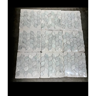 TILEVILLE 12" x 13" Premium Ming Grey Marble Leaf Pattern Mosaic Wall & Floor Tile