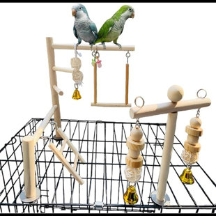 COZY OASIS 7.4'' Wood Bird Play Gym for Inside Cage