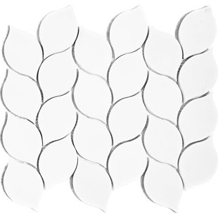 TILEVILLE 12" x 12" Thassos White Marble Leaf Mosaic Wall & Floor Tile