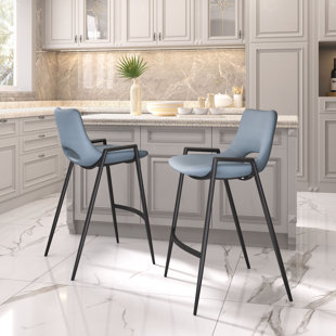 ZUO HOSPITALITY Desi Black Upholstered Counter Stool (Set of 2)