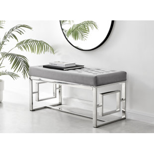 FURNITURE BOX Camberley Luxury Velvet Upholstered Bedroom Bench - Dressing Table Seat or End of Bed Bench