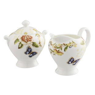 BELLEEK HOME Cottage Garden Sugar and Creamer Set