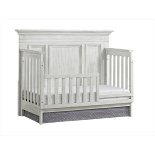 OXFORDBABY Weston Standard Convertible Crib with Toddler Guard Rails and Crib Mattress Pad