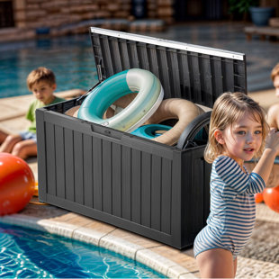 Edrosie Inc 46.3'' W 80 Gallons Water Resistant Resin Lockable Deck Box