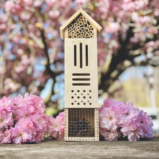 GRACIE OAKS Estas Pollination Palace - Bee & Butterfly Wooden Home - Multi-Compartment, Home For Butterflies, Ladybugs