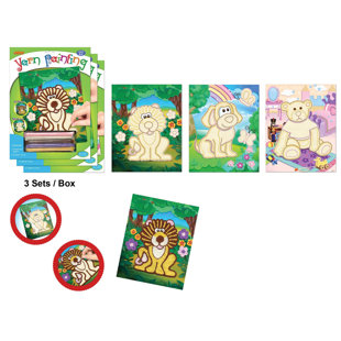 LCM HOME FASHIONS 3 Piece Yarn Painting Animal Set