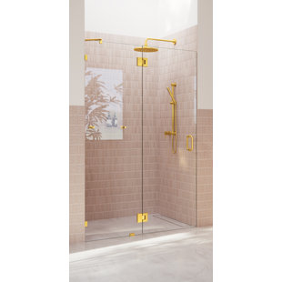 GLASS WAREHOUSE Halo 45.25 in. x 78 in. Frameless Glass Hinge Shower Door