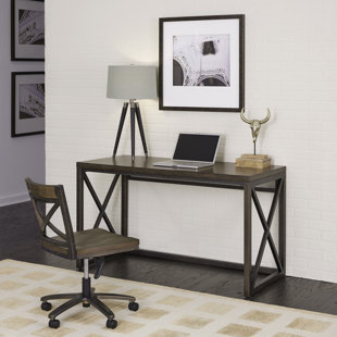 WILLISTON FORGE Witham Solid Wood Top Metal Base Writing Desk
