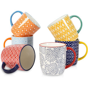 INISEP Coffee Mugs Set of 6 with Big Handle ceramic