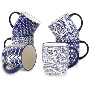 INISEP Coffee Mugs with Big Handle ceramic (Set of 6)