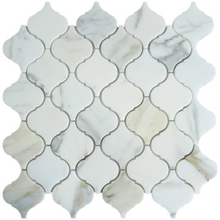 SUPREME TILE Polished 3" x 3" Marble Arabesque Mosaic Wall & Floor Tile