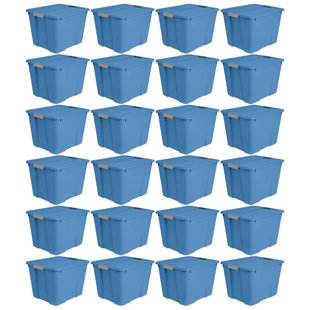 Sterilite 20 Gal Latch Tote w/Handles for Home Storage Bins, Blue Ash (24 Pack) (Set of 24)