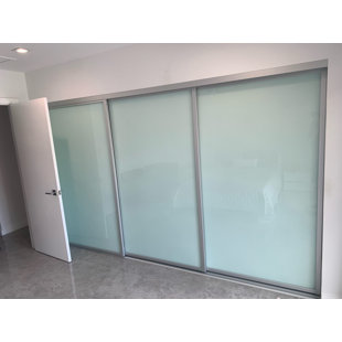 DOORS22 3 Panel Milky Glass Sliding Closet Doors - Aluminum Frame with Silent Glide Technology