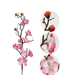 PRIMRUE 6 Pcs Faux Flowers Long Stem Plum Blossom Home Decoration