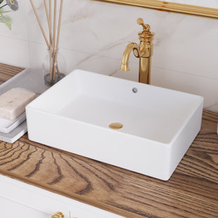 DeerValley 20" x 14'' White Vitreous China Rectangular Bathroom Sink Vessel Sink with Overflow