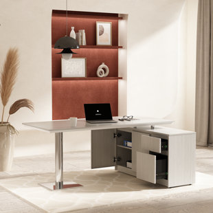 ALFA FURNISHING L-Shaped Metal Base Executive Desk